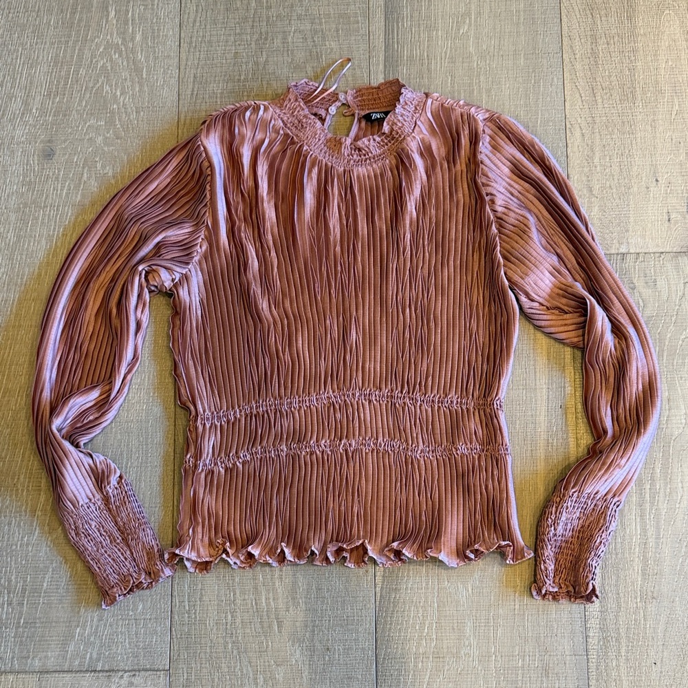 Zara Mauve Pleated Blouse
